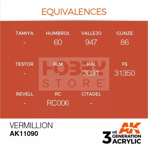 AK-Interactive - Acrylics 3rd generation Vermillion 17ml - akrilfesték AK11090