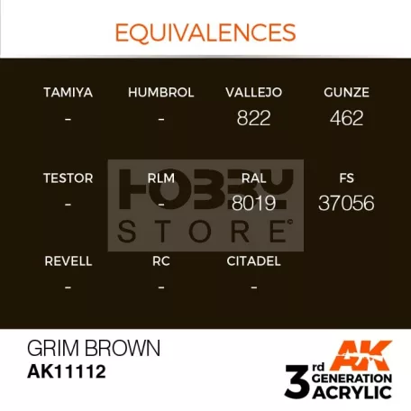 AK-Interactive - Acrylics 3rd generation Grim Brown 17ml - akrilfesték AK11112
