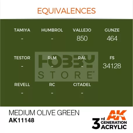 AK-Interactive - Acrylics 3rd generation Medium Olive Green 17ml - akrilfesték AK11148