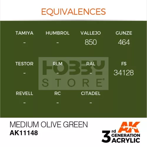 AK-Interactive - Acrylics 3rd generation Medium Olive Green 17ml - akrilfesték AK11148