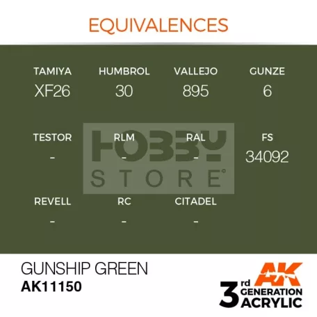 AK-Interactive - Acrylics 3rd generation Gunship Green 17ml - akrilfesték AK11150