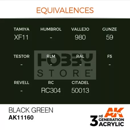 AK-Interactive - Acrylics 3rd generation Black Green 17ml - akrilfesték AK11160