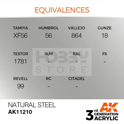 AK-Interactive - Acrylics 3rd generation Natural Steel 17ml - akrilfesték AK11210