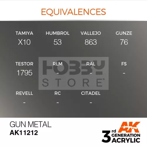 AK-Interactive - Acrylics 3rd generation Gun Metal 17ml - akrilfesték AK11212
