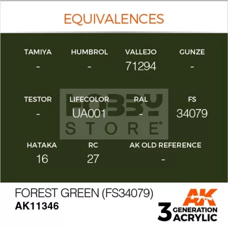 AK-Interactive - Acrylics 3rd generation Forest Green (FS34079) - akrilfesték AK11346