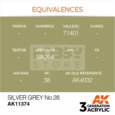 AK-Interactive - Acrylics 3rd generation Silver Grey No.28 - akrilfesték AK11374