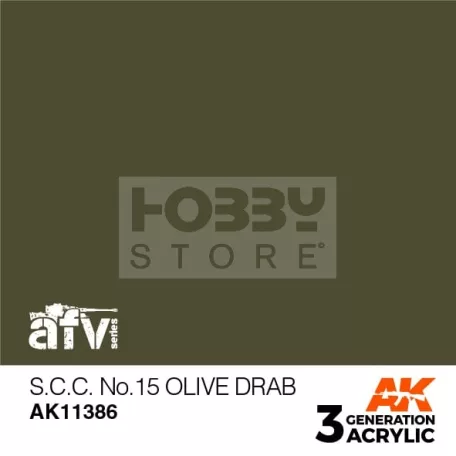 AK-Interactive - Acrylics 3rd generation S.C.C. No.15 Olive Drab - akrilfesték AK11386