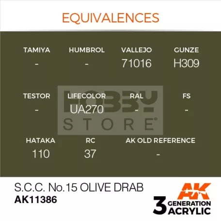 AK-Interactive - Acrylics 3rd generation S.C.C. No.15 Olive Drab - akrilfesték AK11386