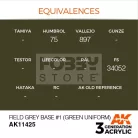 AK-Interactive - Acrylics 3rd generation Field Grey Base #1 (Green uniform) - akrilfesték AK11425