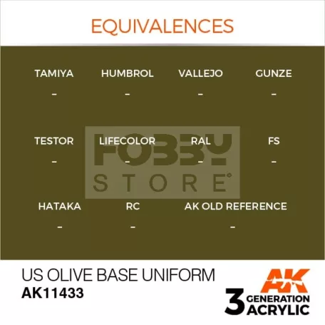 AK-Interactive - Acrylics 3rd generation US Olive Base Uniform - akrilfesték AK11433
