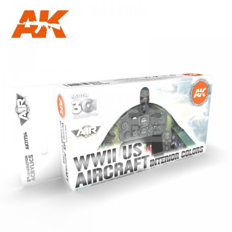 AK Interactive WWII US AIRCRAFT INTERIOR COLORS festékszett AK11734