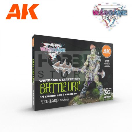 AK Interactive BATTLE ORC – WARGAME STARTER SET – 14 COLORS & 1 FIGURE - festékszett AK11768