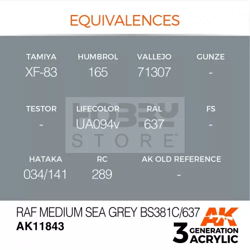 AK-Interactive Acrylics 3rd generation RAF Medium Sea Grey BS381C/637 AIR SERIES akrilfesték AK11843