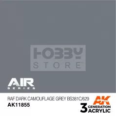   AK-Interactive Acrylics 3rd generation RAF Dark Camouflage Grey BS381C/629 AIR SERIES akrilfesték AK11855