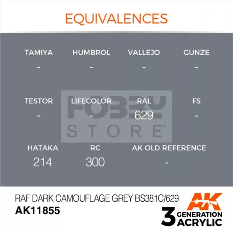 AK-Interactive Acrylics 3rd generation RAF Dark Camouflage Grey BS381C/629 AIR SERIES akrilfesték AK11855