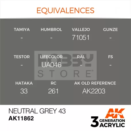 AK-Interactive Acrylics 3rd generation Neutral Grey 43 AIR SERIES akrilfesték AK11862