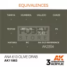 AK-Interactive Acrylics 3rd generation ANA 613 Olive Drab AIR SERIES akrilfesték AK11863