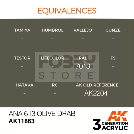 AK-Interactive Acrylics 3rd generation ANA 613 Olive Drab AIR SERIES akrilfesték AK11863