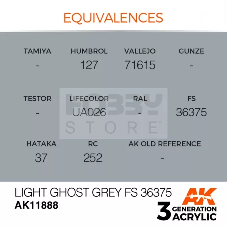 AK-Interactive Acrylics 3rd generation Light Ghost Grey FS 36375 AIR SERIES akrilfesték AK11888