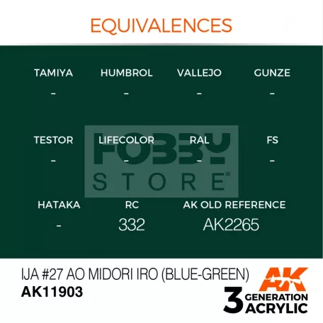 AK-Interactive Acrylics 3rd generation IJA #27 Ao Midori iro (Blue-Green) AIR SERIES akrilfesték AK11903