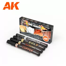   AK-Interactive - METALLIC LIQUID MARKER SET - Marker készlet makettezőknek AK1300