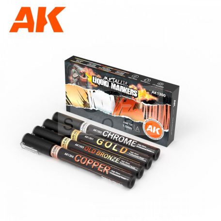 AK-Interactive - METALLIC LIQUID MARKER SET - Marker készlet makettezőknek AK1300