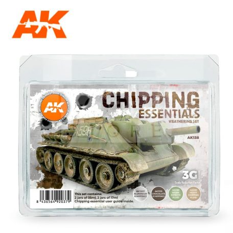 AK-Interactive CHIPPING ESSENTIALS WEATHERING SET - koszoló szett AK138