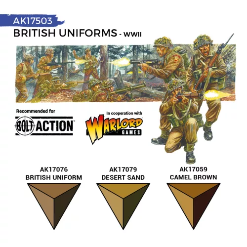 AK QUICK GEN ACRYLIC COLOR -BRITISH WWII UNIFORMS QUICK GEN SET - AK17503