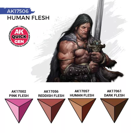 AK QUICK GEN ACRYLIC COLOR - HUMAN FLESH QUICK GEN SET - AK17506