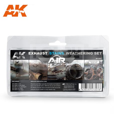 AK-Interactive EXHAUST STAINS WEATHERING SET (AIR SERIES) - koszoló szett AK2037