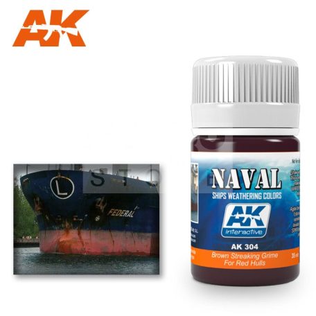 AK-Interactive BROWN STREAKING GRIME FOR RED HULLS 35 ml AK304