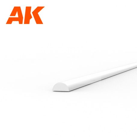 AK-Interactive - Half cane 1.00 x 350mm – STYRENE HALF CANE – (5 units) Félkör alakú sztirol profil AK6551