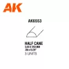 AK-Interactive - Half cane 3.00 x 350mm – STYRENE HALF CANE – (3 units) Félkör alakú sztirol profil AK6553
