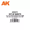 AK-Interactive - 0.3, 0.5 & 0.7mm thickness x 245 x 195mm – STYRENE SHEET SET- (3 units)  sztirol lap AK6572