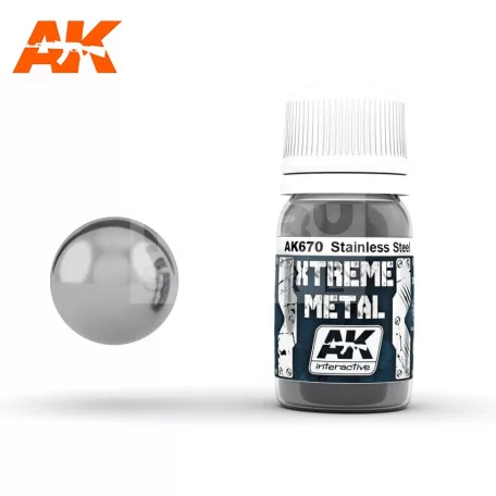 AK-Interactive XTREME METAL STAINLESS STEEL festék 30 ml AK670