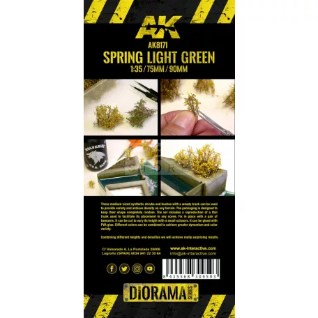 AK-Interactice SPRING LIGHT GREEN SHRUBBERIES -Realisztikus bokrok diorámákhoz-figurákhoz AK8171