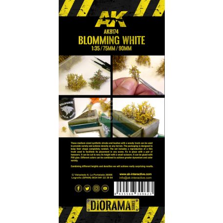 AK-Interactice BLOMMING WHITE SHRUBBERIES  -Realisztikus bokrok diorámákhoz-figurákhoz AK8174