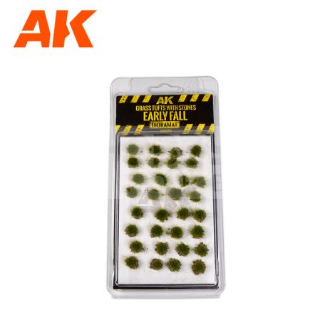 AK-Interactive GRASS TUFT WITH STONES EARLY FALL - Fűcsomók diorámához kövekkel AK8249