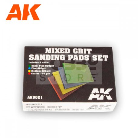 AK-Interactive MIXED GRIT SANDING PADS SET 4 UNITS. - csiszolószivacs makettezéshez AK9021