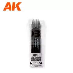   AK-Interactive Formázó szilikon ecset közepes méret-közepesen kemény (SILICONE BRUSHES MEDIUM TIP MEDIUM (5 SILICONE PENCILS)) AK9086