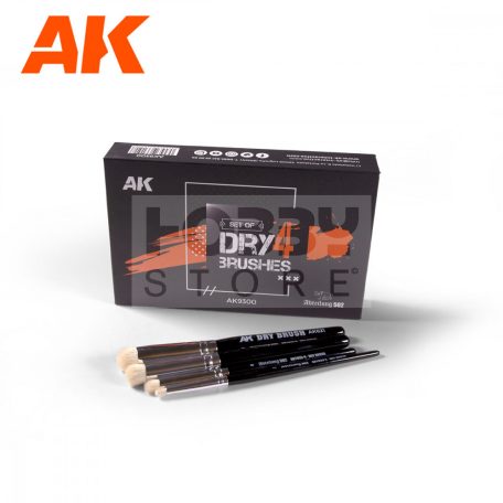 AK-Interactive -DRY 4 BRUSHES SET - ecsetszett száraz ecset technikához (4db) AK9300