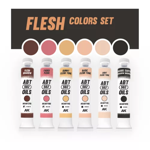 AK Interactive - FLESH COLORS SET - olajfesték szett 6X20 ml - AKABT301