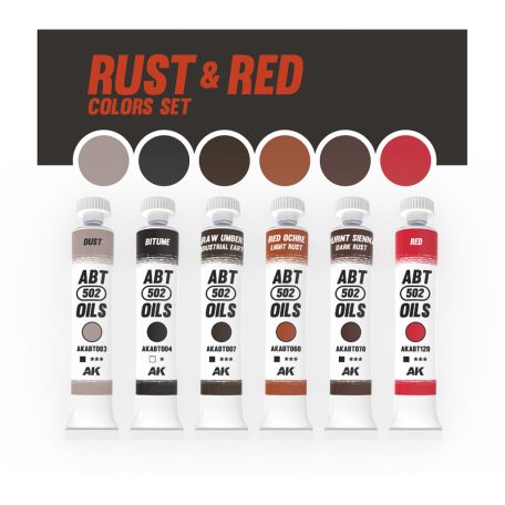 AK Interactive - RUST AND RED COLORS SET - olajfesték szett 6X20 ml - AKABT304