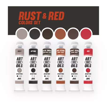 AK Interactive - RUST AND RED COLORS SET - olajfesték szett 6X20 ml - AKABT304