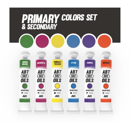 AK Interactive - PRIMARY AND SECONDARY COLORS SET - olajfesték szett 6X20 ml - AKABT309