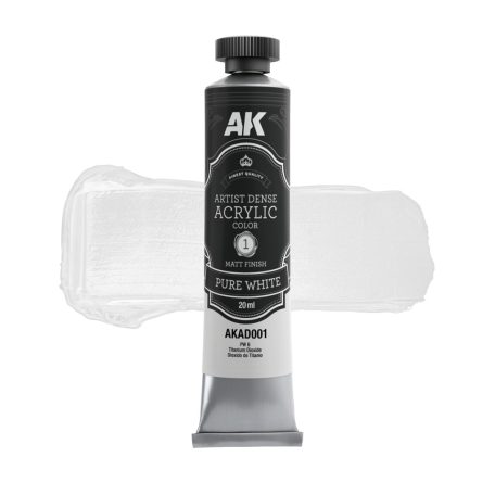 AK ARTISTIC DENSE ACRYLIC COLOR - PURE WHITE 20 ml - AKAD001