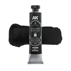 AK ARTISTIC DENSE ACRYLIC COLOR - PURE BLACK 20 ml - AKAD003