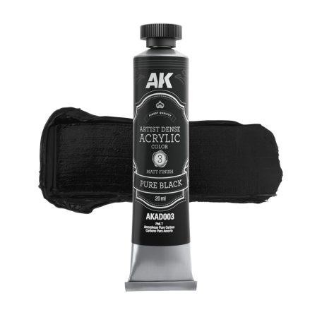 AK ARTISTIC DENSE ACRYLIC COLOR - PURE BLACK 20 ml - AKAD003