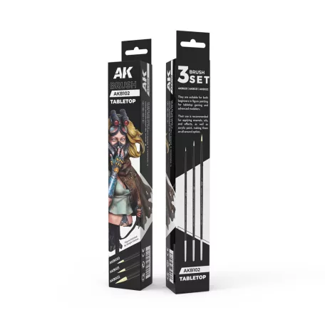 AK Interactive AKB102 Tabletop Synthetic Brushes Ecsetkészlet – Profi szintetikus ecsetek figurafestéshez