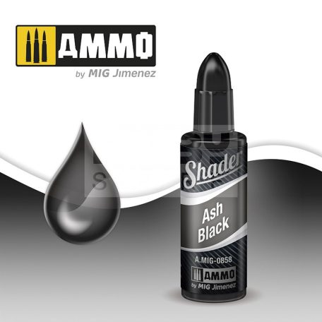 AMMO By Mig - ASH BLACK SHADER - Akril árnyékoló -  koszoló folyadék makettezőknek 10ml - AMIG0858